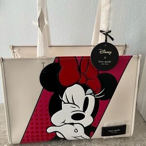 Kate Spade Disney X  Minnie Mouse Zip Top Tote  Parchment NWT